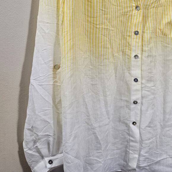 NwoT Zac & Rachel Yellow Striped Rayon Blend Button Up Sz 2X Casual Shirt Beach - Picture 3 of 6